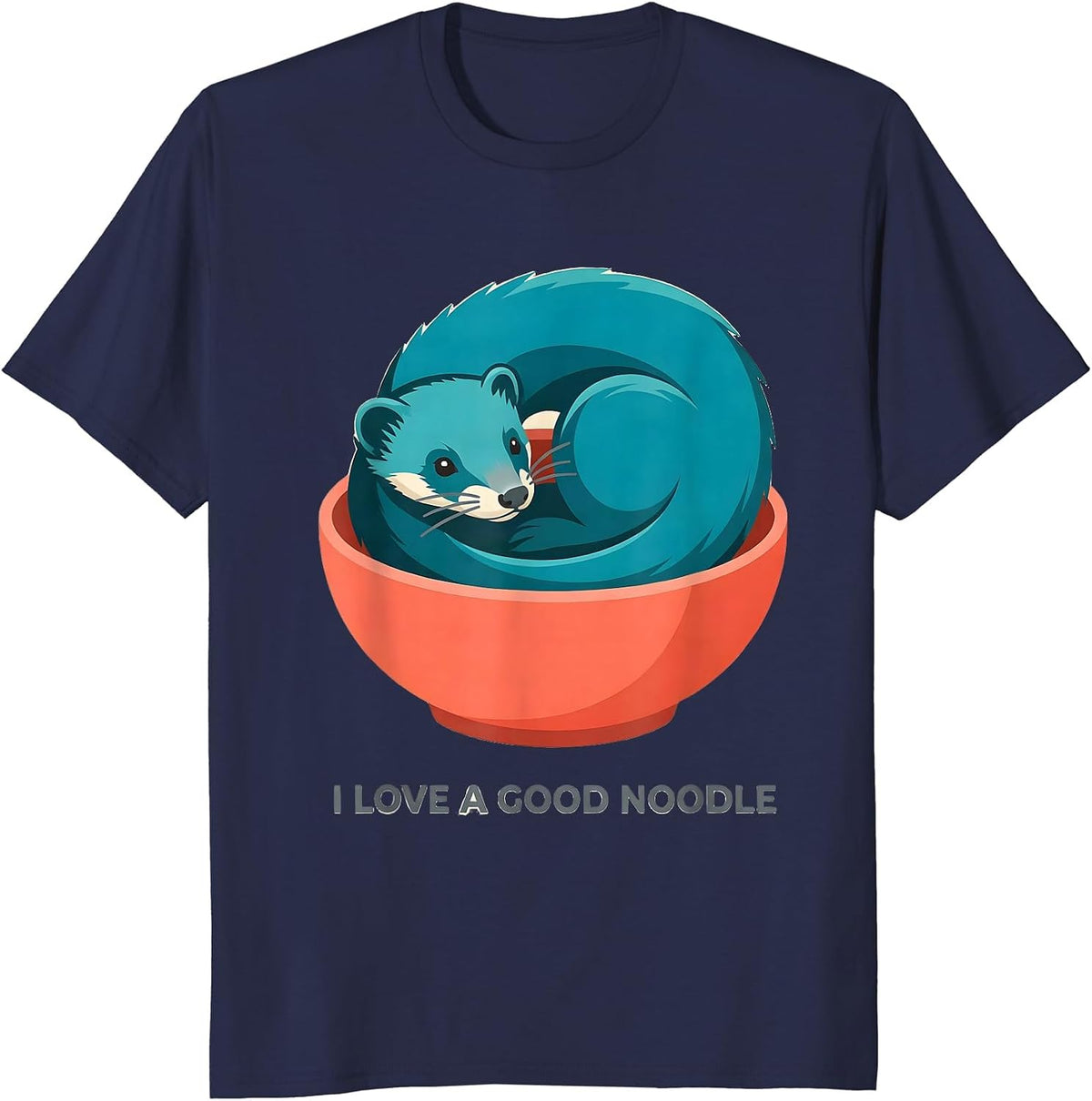 I Love A Good Noodle Funny Ferret Lover Gift T-Shirt - Navy Blue
