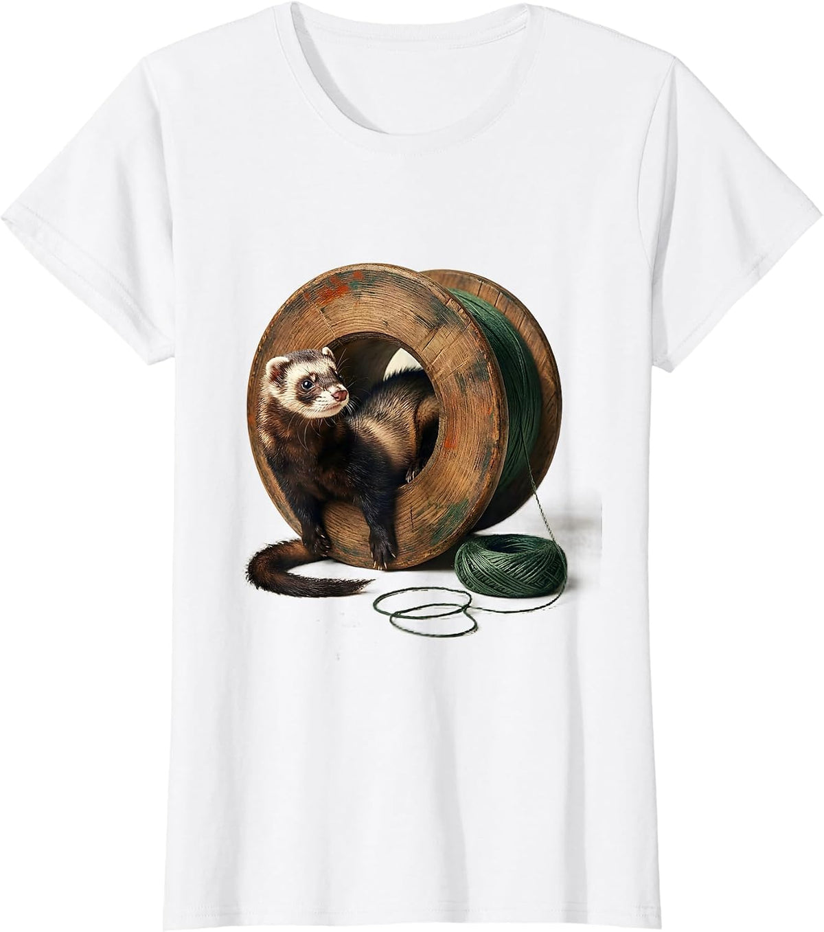 Ferret Through Spool Vintage Ferret Lover Gift T-Shirt - White