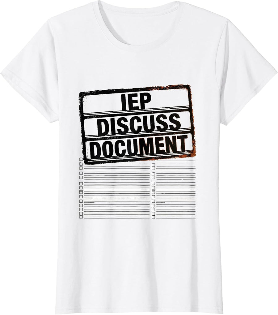 Women's IEP Discuss Document Rubber Stamp Special Education Teacher T-Shirt - White