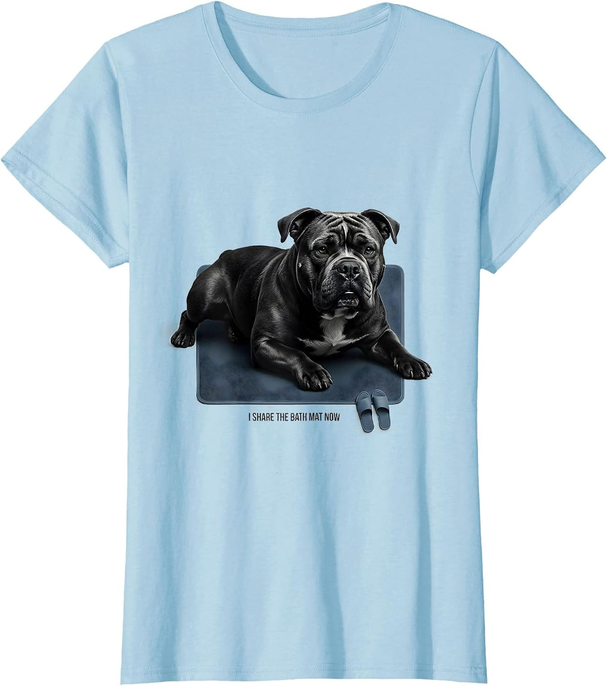 I Share The Bath Mat Now Funny Pitbull Dog Mom Humor T-Shirt - Baby Blue