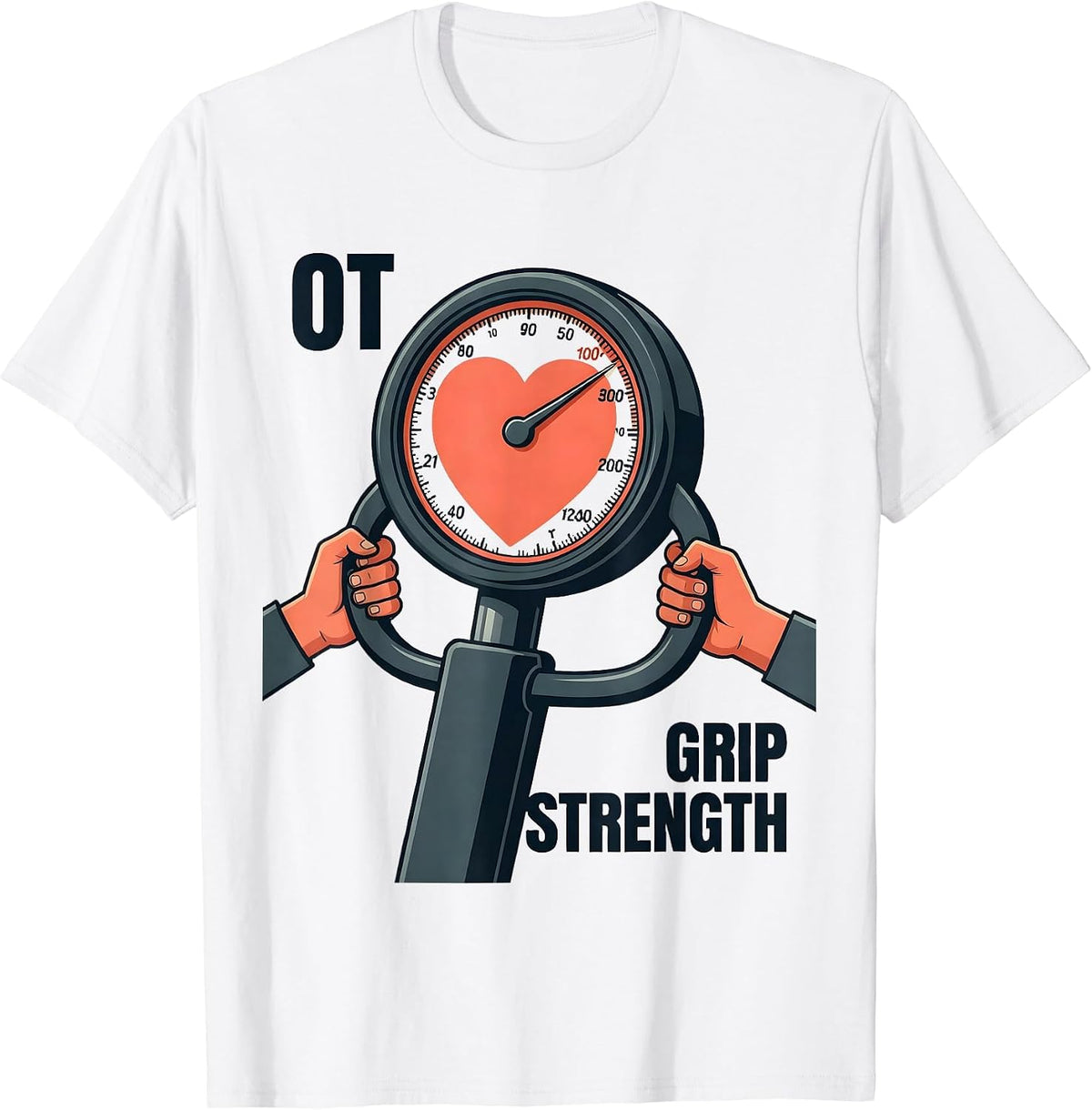 OT GRIP STRENGTH Editorial Conceptual Occupational Therapy T-Shirt - White