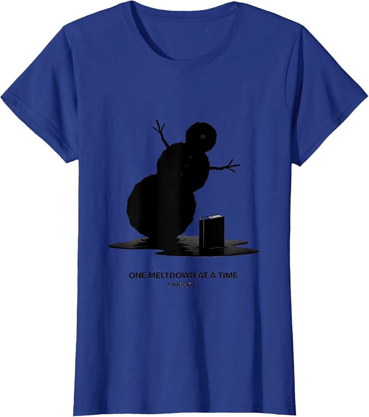 Women's One Meltdown At A Time Library Teacher Christmas Snowman T-Shirt - Royal Blue