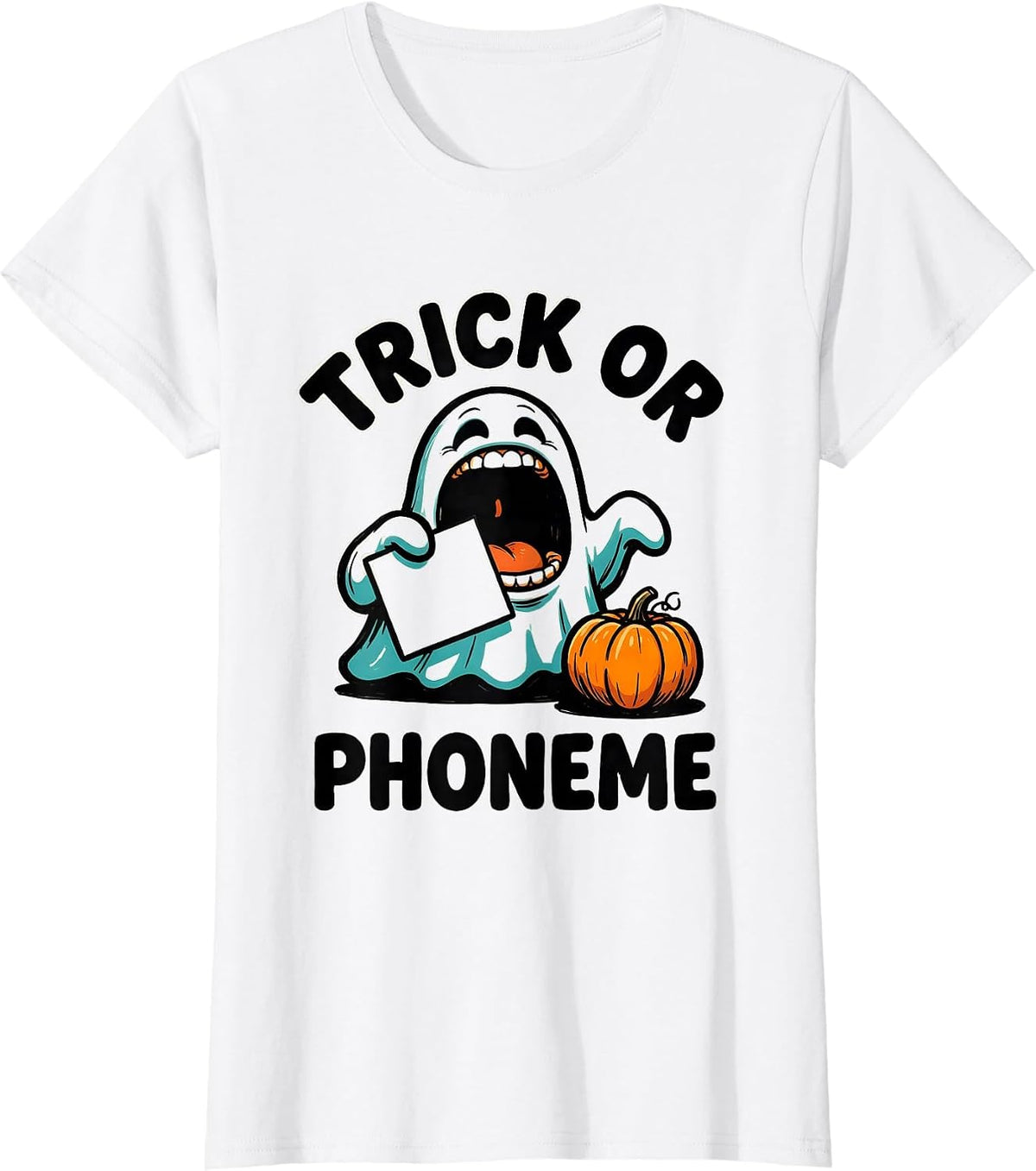 Trick Or Phoneme Funny Speech Therapy SLP Teacher Halloween T-Shirt - White