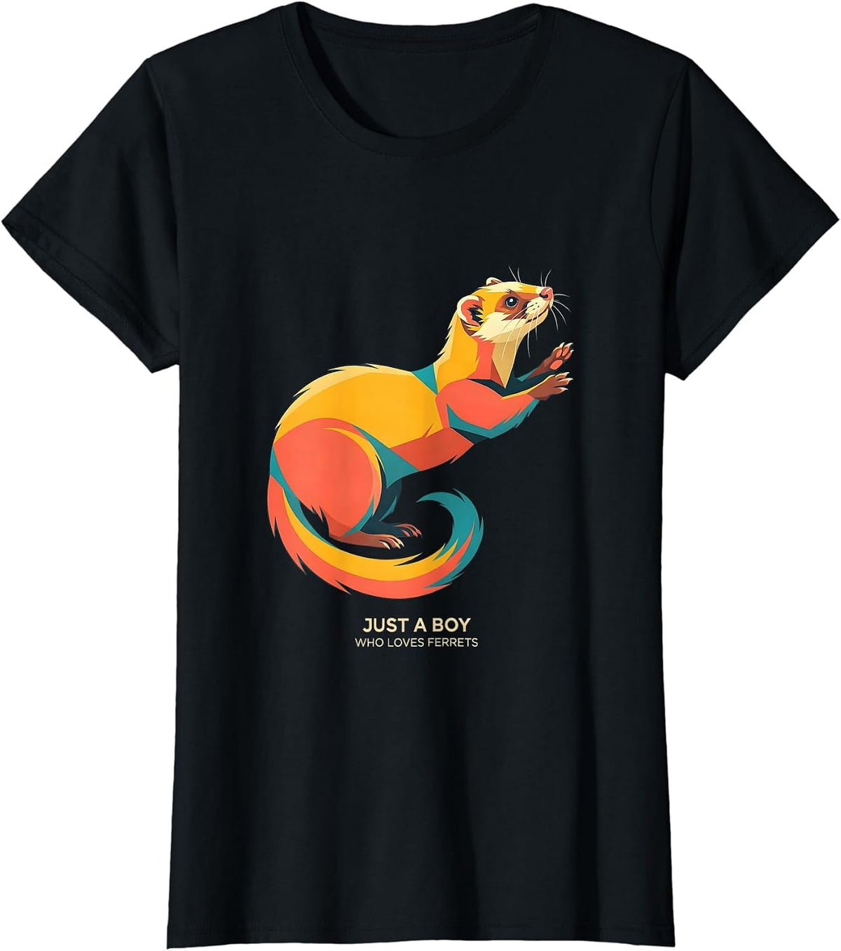 Just A Boy Who Loves Ferrets Funny Ferret Lover Gift T-Shirt - Black