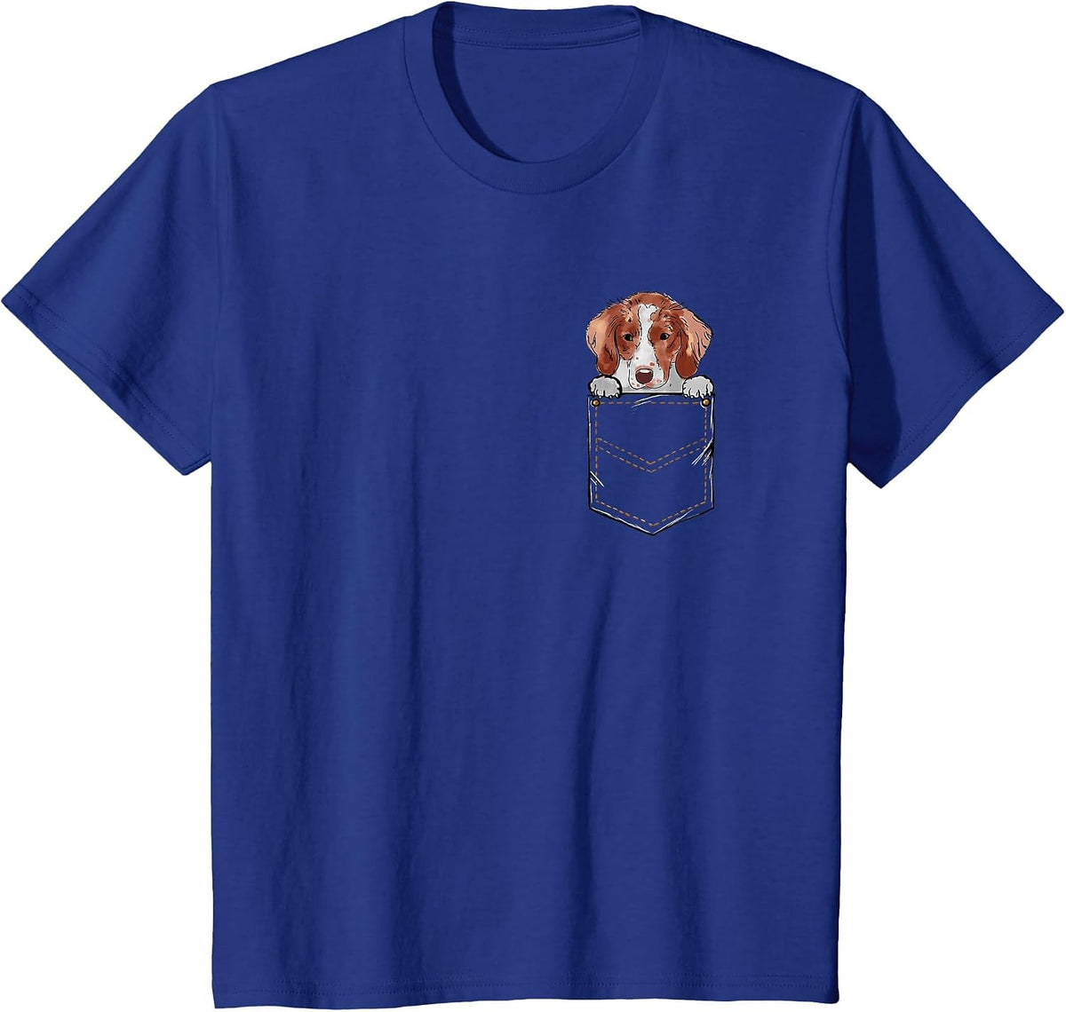 Brittany Spaniel Brittany Dog Puppy Pet Pocket T-Shirt - Royal Blue