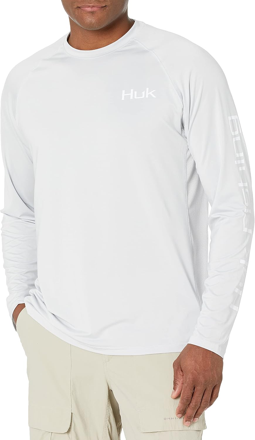 Huk Men's Pursuit Hogzilla | Long Sleeve Performance Fishing Shirt with +30 UPF Sun Protection, Seashell Pink, Small - Early