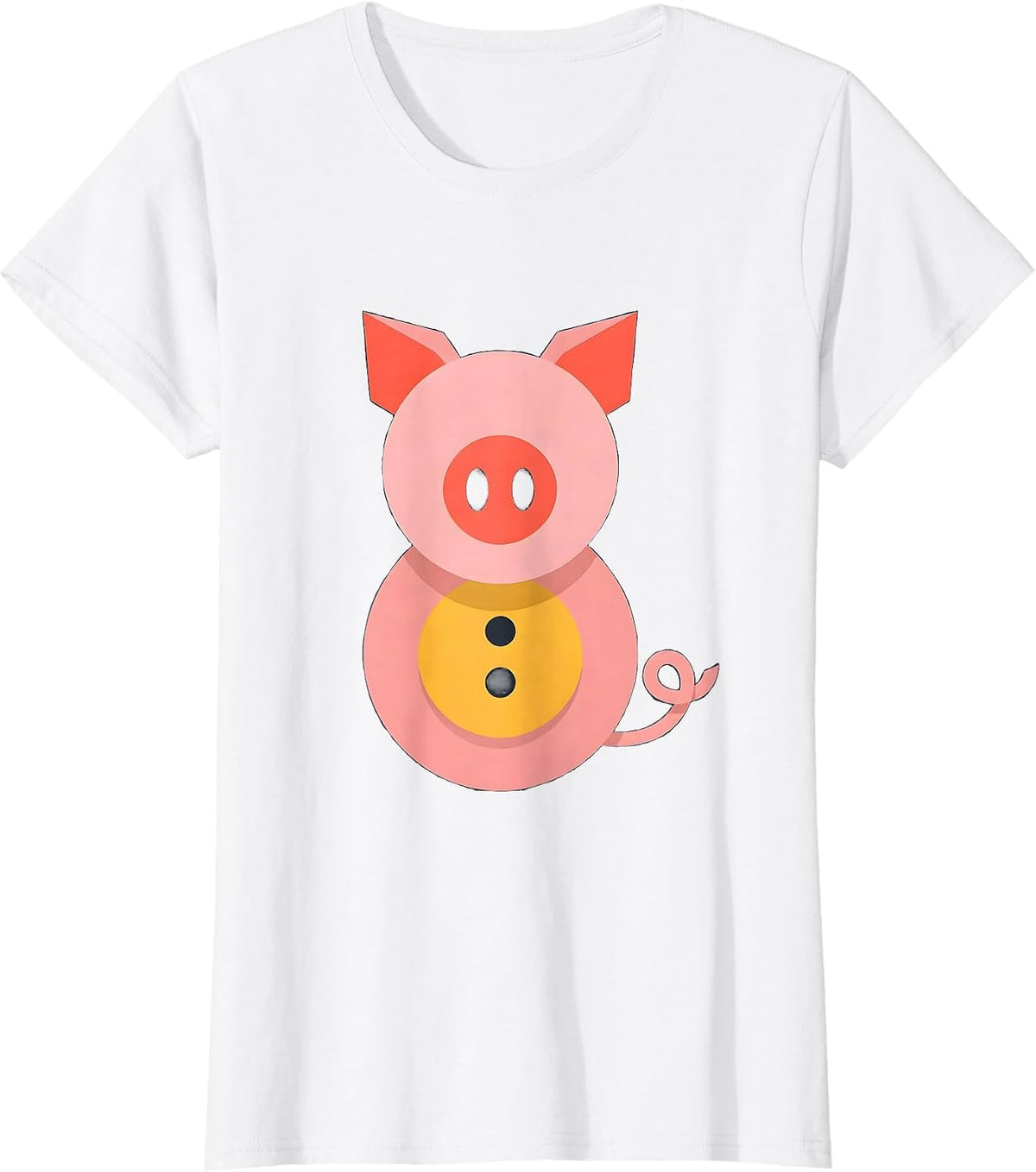 Women's Geometric Pig Flat Vector Halloween Costume Humor T-Shirt - White