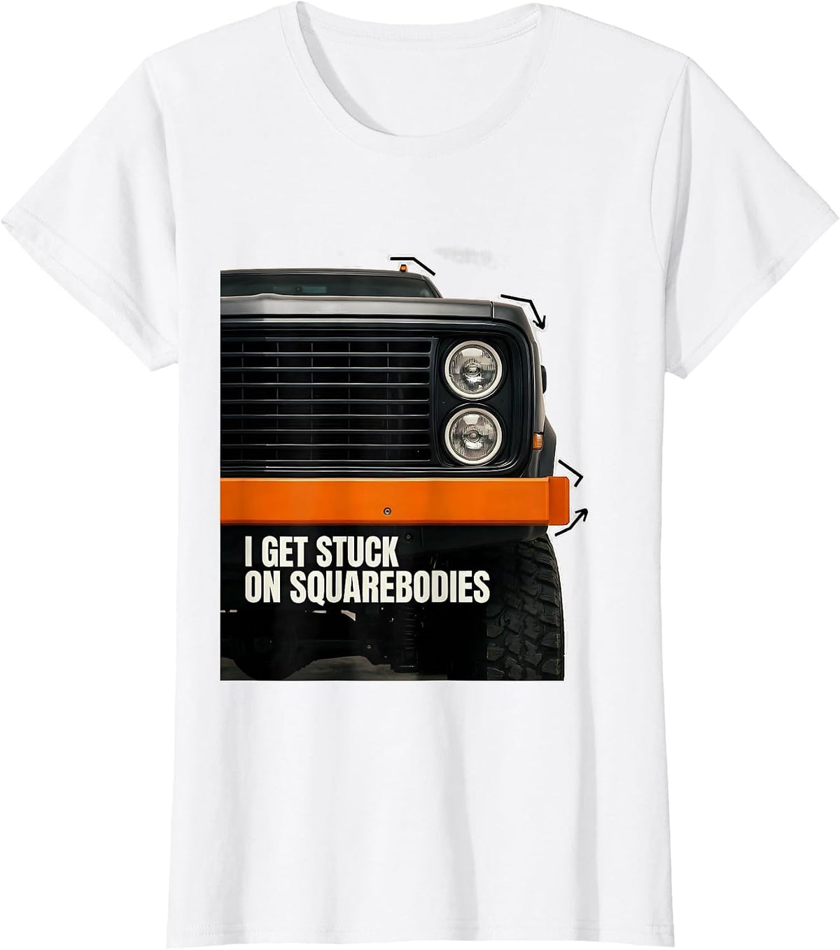 I Get Stuck On Squarebodies Funny Truck Driver Pickup T-Shirt - White