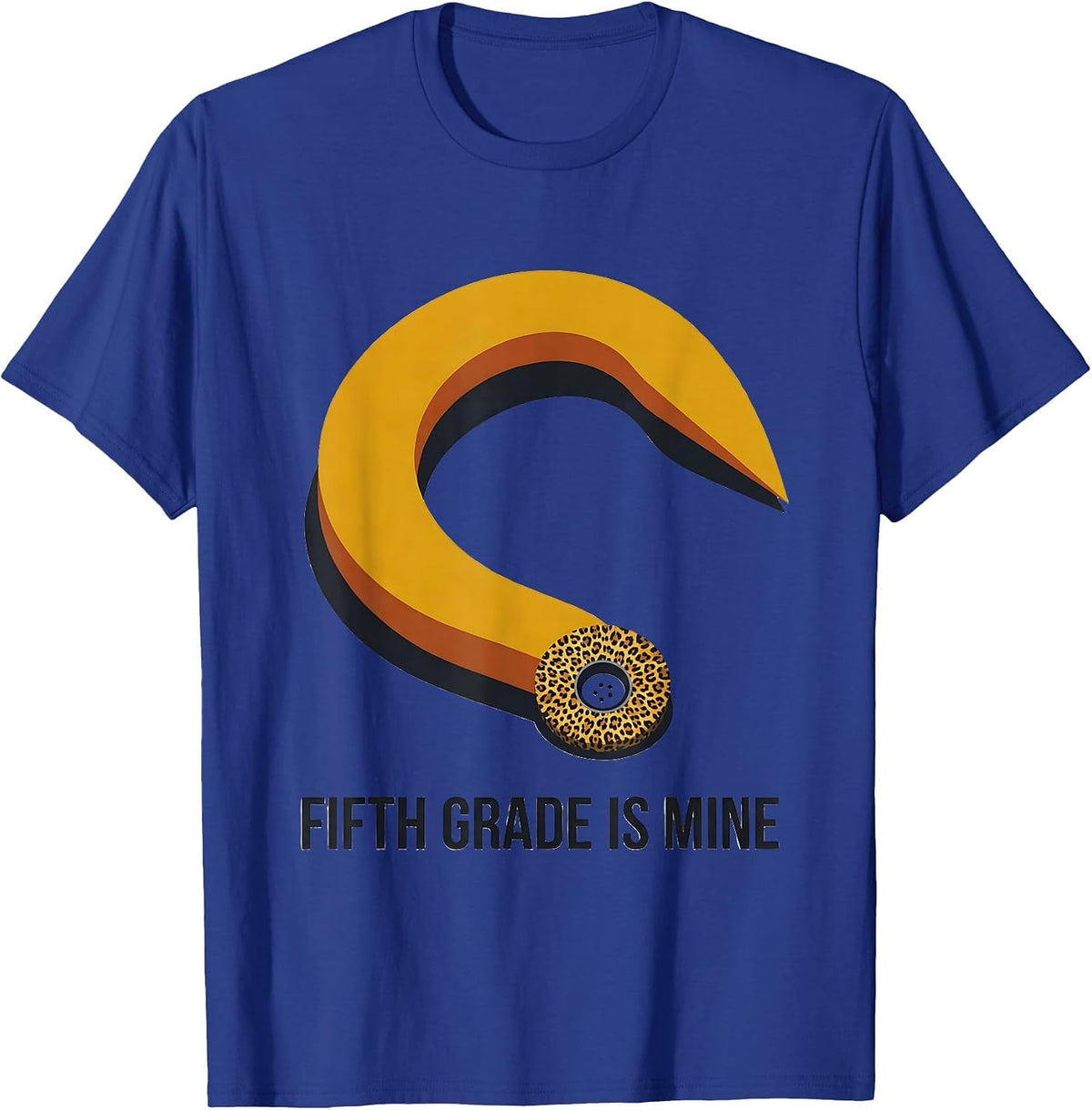 Fifth Grade Is Mine Midcentury Modern Leopard Print Teacher T-Shirt - Royal Blue
