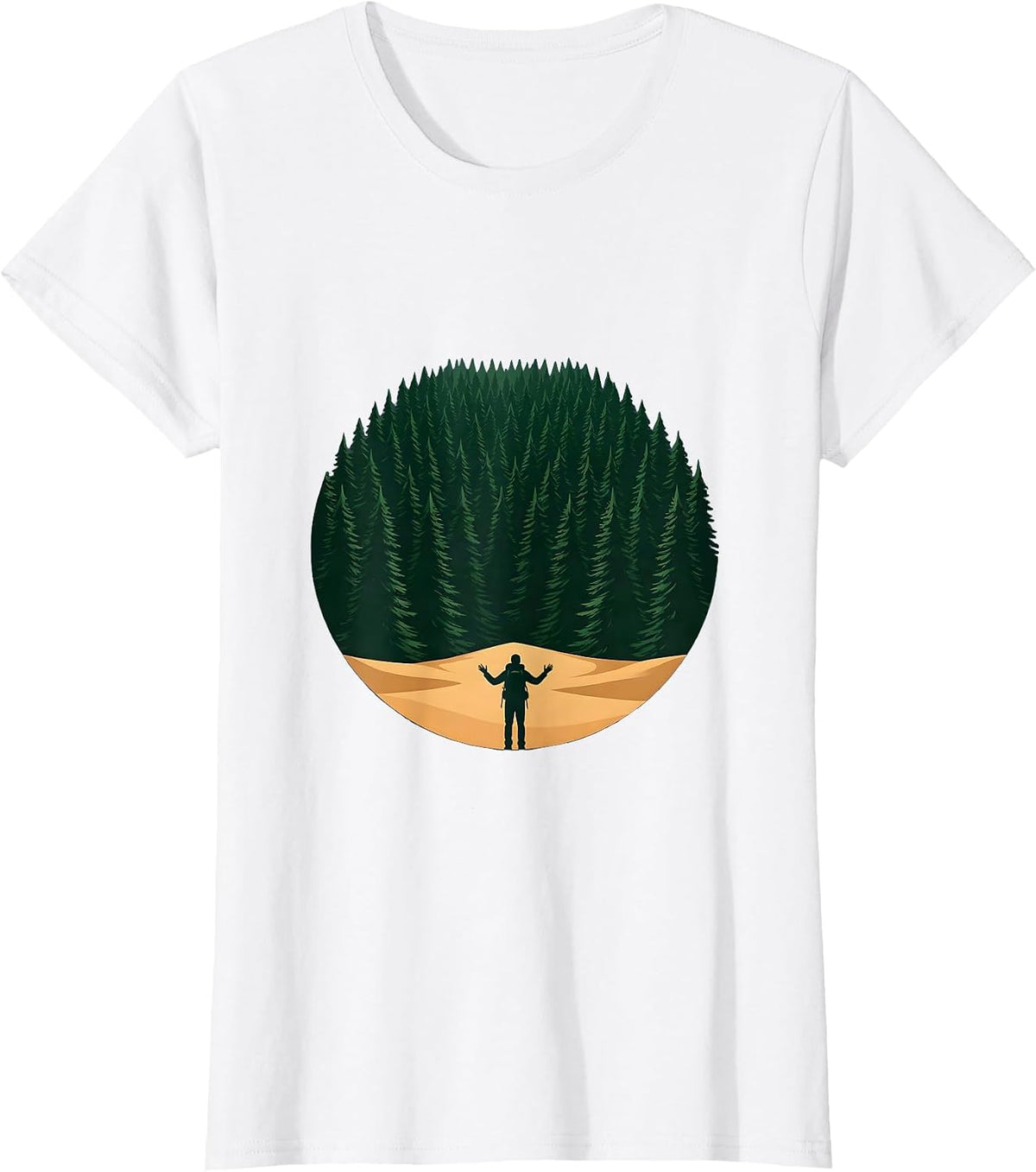 Lone Hiker Emerging From the Forest T-Shirt - White