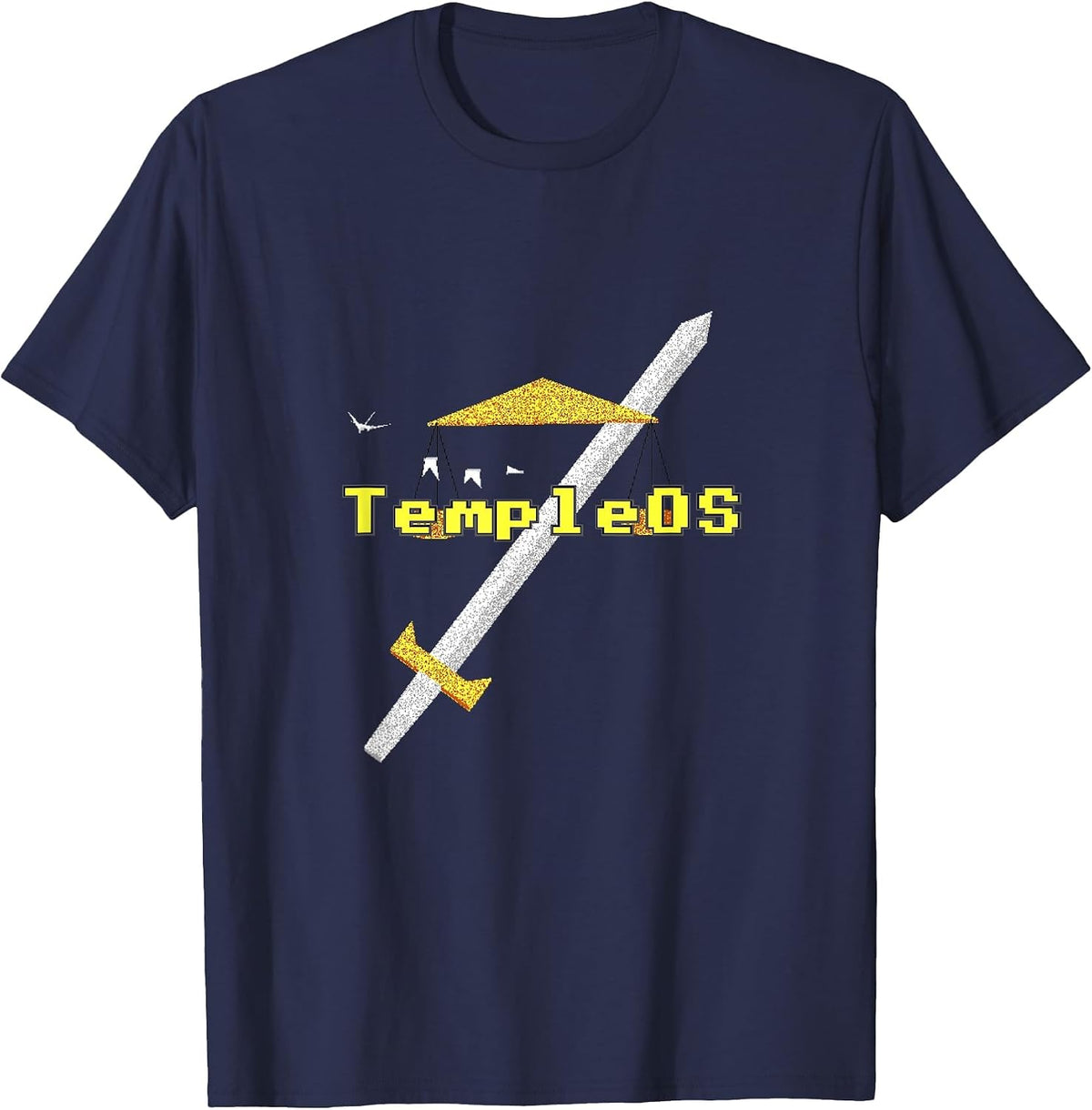 TempleOS Operating System Fan Gear Memory of Terry A. Davis T-Shirt Tee for Tech Enthusiasts - Navy Blue