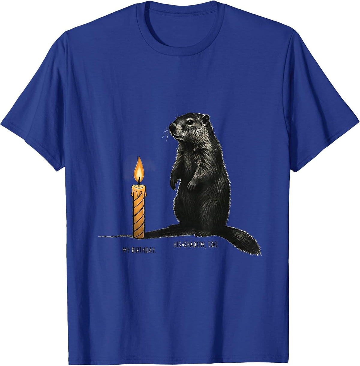 My Birthday His Shadow Too Funny Groundhog Day Novelty T-Shirt - Royal Blue