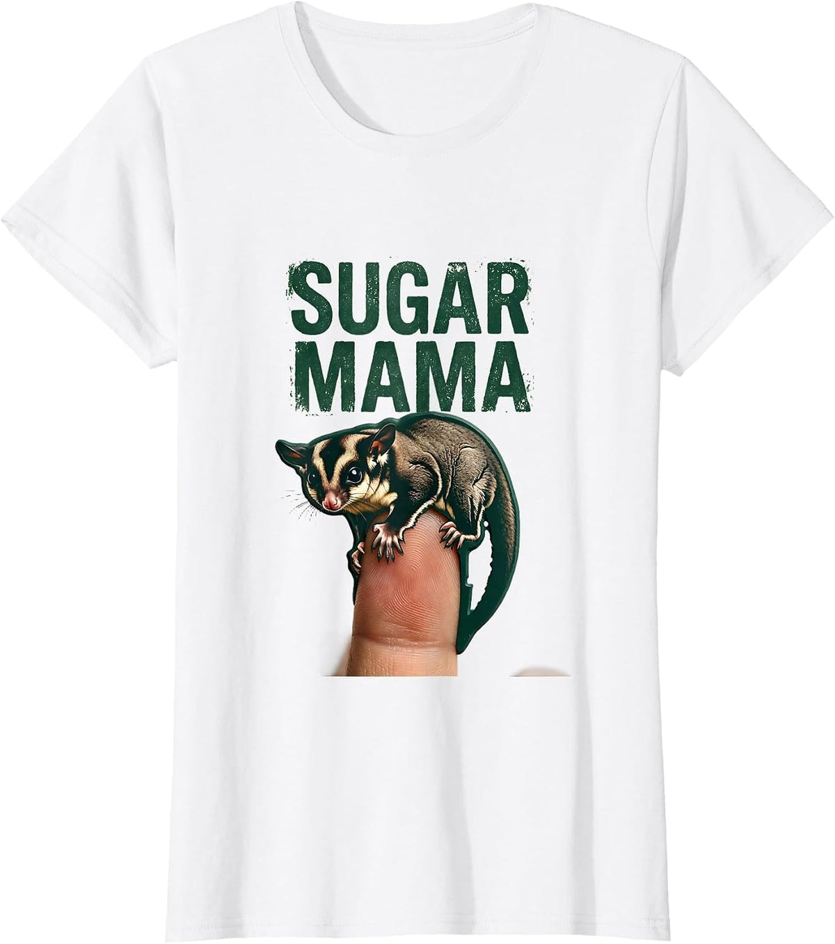 Sugar Mama Rubber Stamp Sugar Glider Pet Owner Humor T-Shirt - White