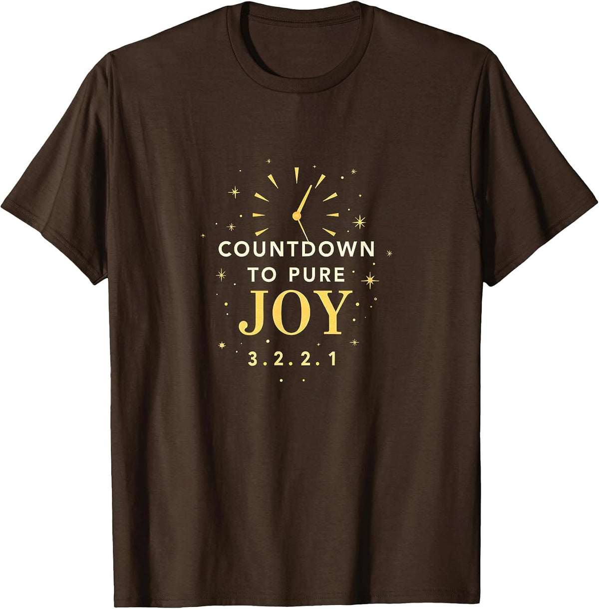 Countdown to Pure Joy New Year's Eve Design T-Shirt - Brown