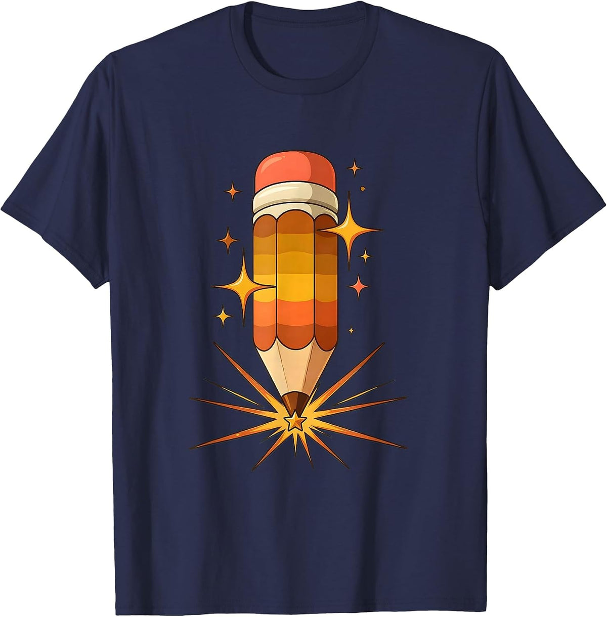 Men's Magical SPED Teacher Pencil Wand Sparkles Design T-Shirt - Navy Blue