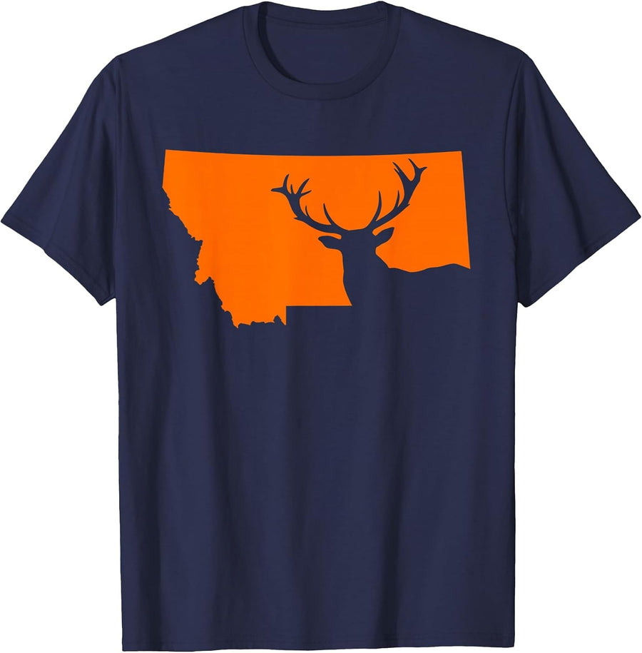 Montana Elk Hunting Cool Montana Hunters Hunting T-Shirt - Navy Blue