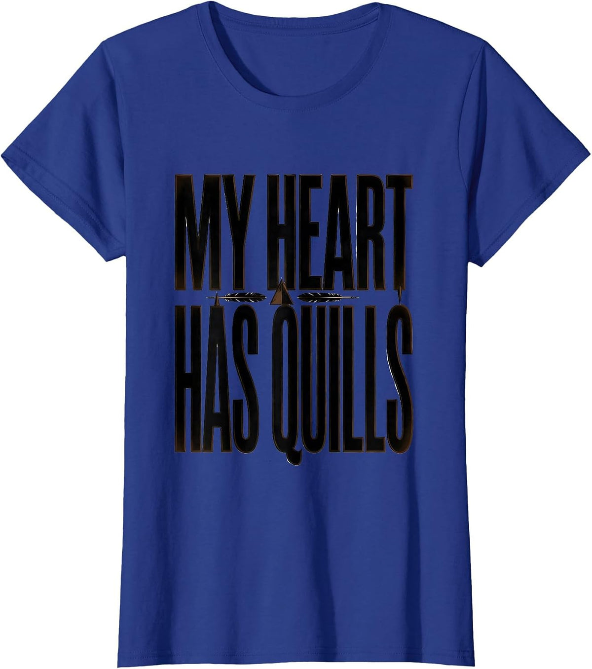Women's My Heart Has Quills Cute Hedgehog Lover Funny Humor T-Shirt - Royal Blue