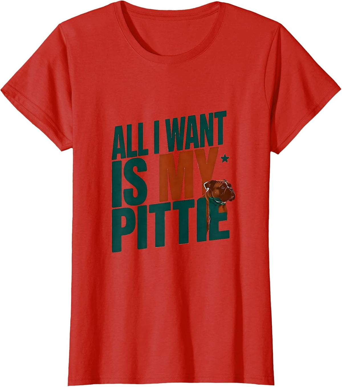 Women's All I Want Is My Pittie Funny Pitbull Lover Merry Pitmas T-Shirt - Red