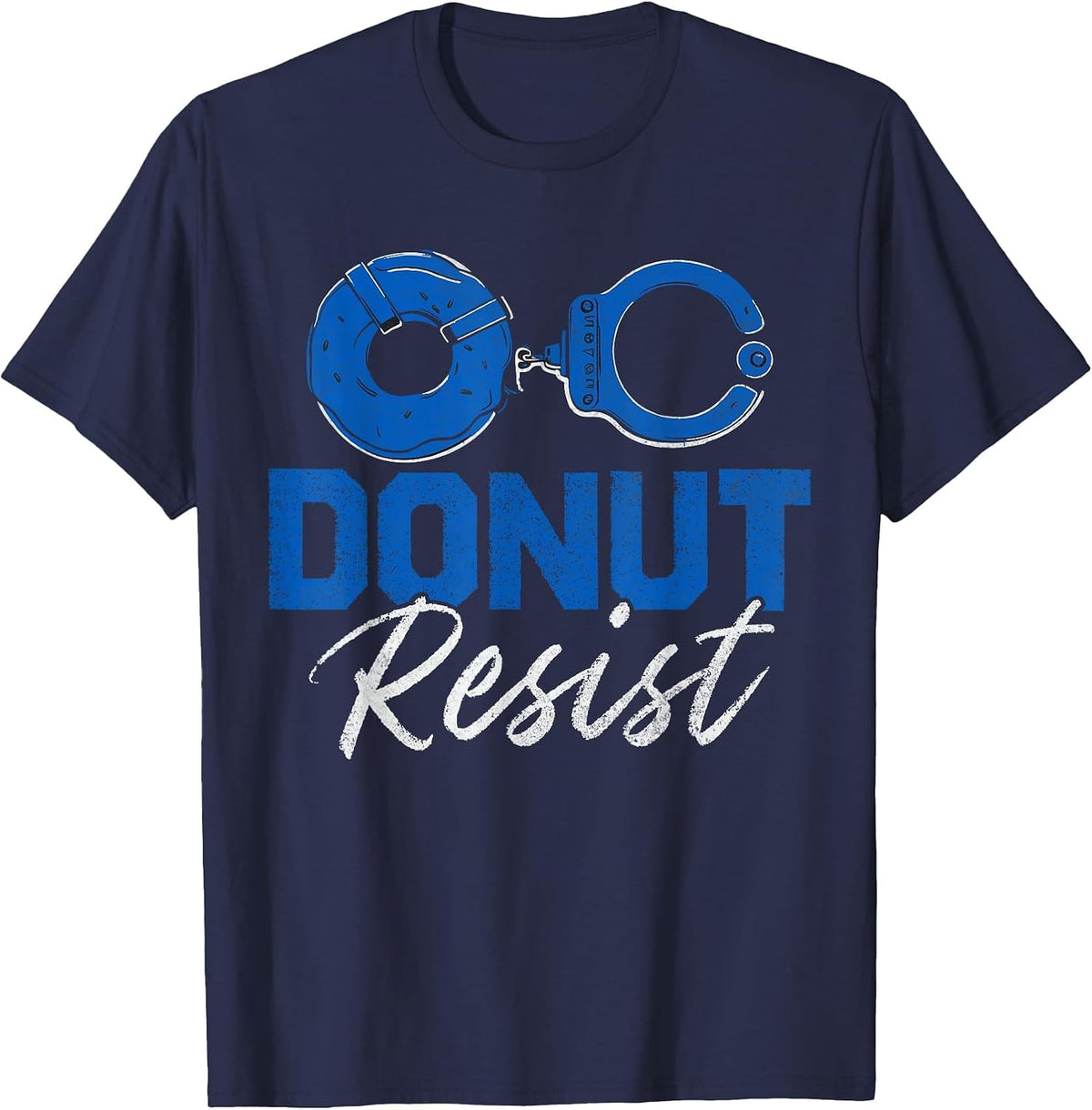Donut Resist Funny Cop Law Enforcement Police Appreciation T-Shirt - Navy Blue