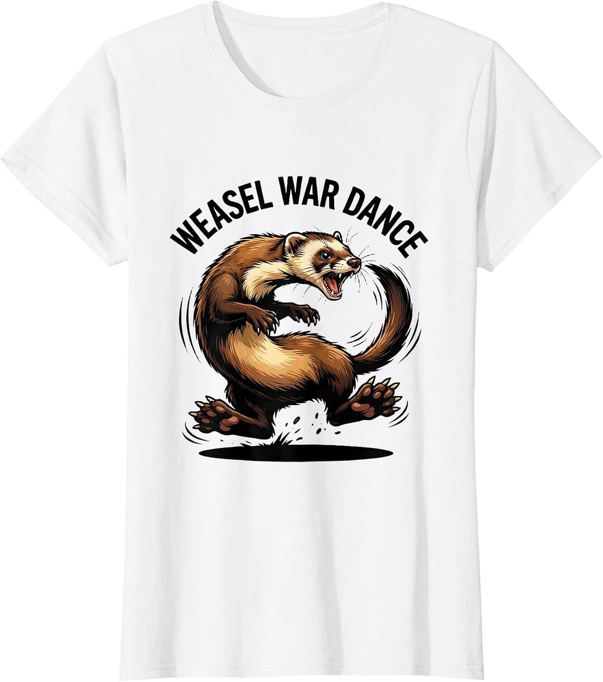 Weasel War Dance Cartoon Ferret Lover Funny Gift T-Shirt - White