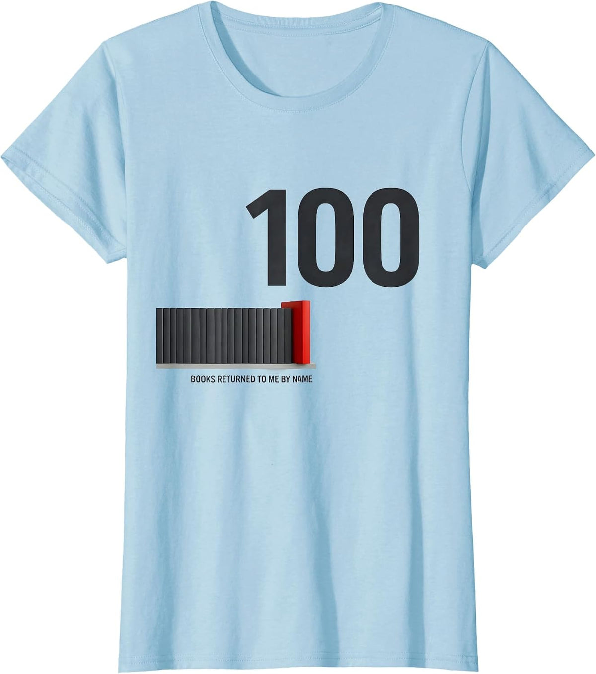 100 Books Returned To Me By Name Minimalist 100th Day T-Shirt - Baby Blue
