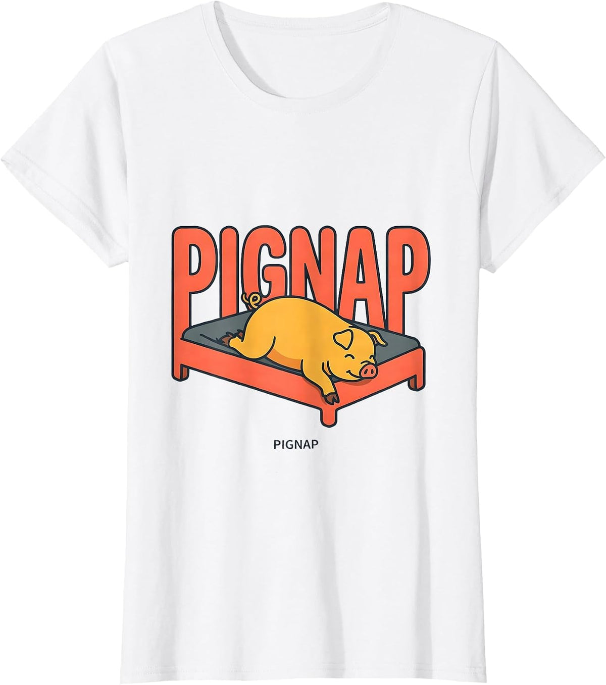 Women's Pignap Cute Sleeping Pig Animal Lover Pajama Humor T-Shirt - White