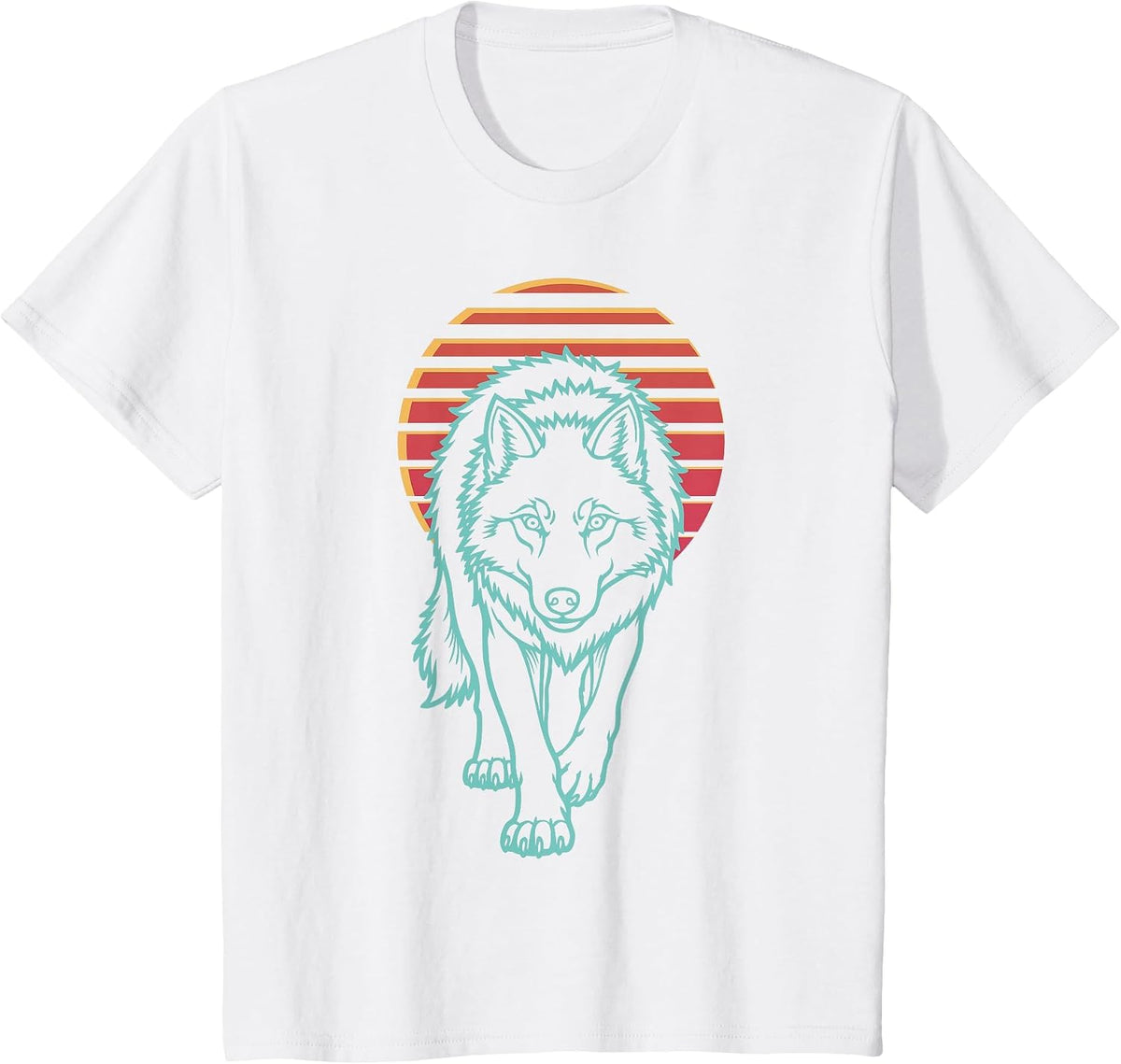 Wolf Lover Animal Retro Synthwave 80s T-Shirt - White