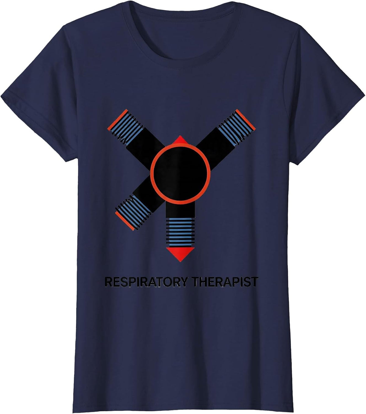 Women's Respiratory Therapist Bauhaus Modernist RT Pride T-Shirt - Navy Blue