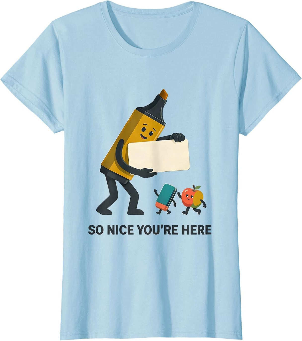 Women's So Nice You're Here Midcentury Modern Teacher Student Back T-Shirt - Baby Blue