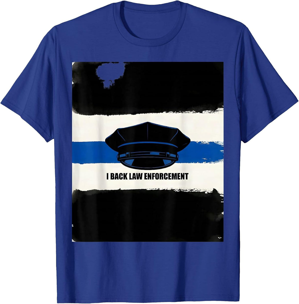 Men's I Back Law Enforcement Thin Blue Line Police Support T-Shirt - Royal Blue