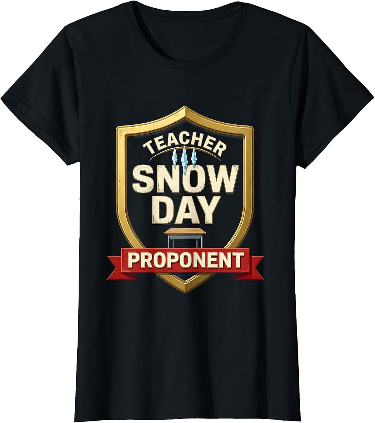 Women's Teacher Snow Day Proponent Funny Teacher Christmas Winter T-Shirt - Black