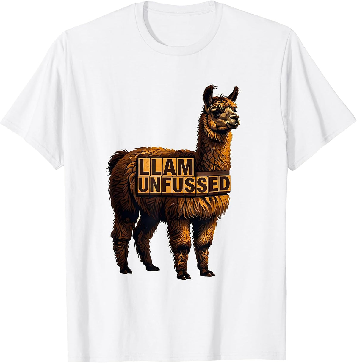 Men's Llam Unfussed Funny Llama Alpaca Humor Casual Gift T-Shirt - White