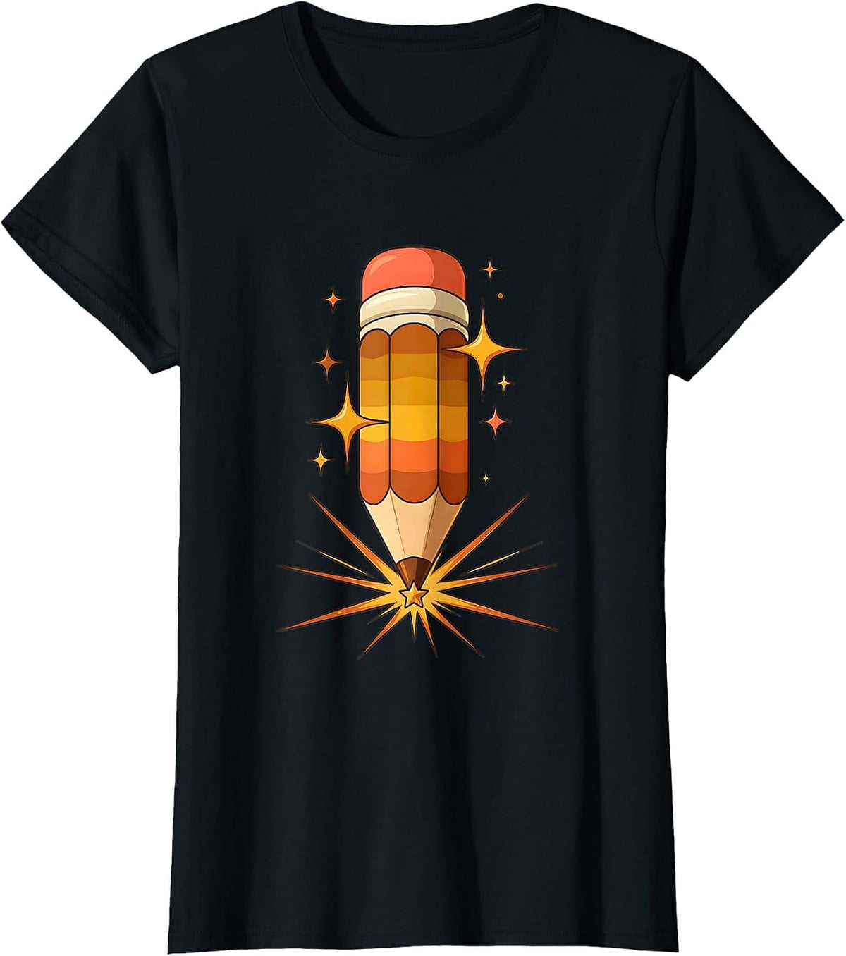 Women's Magical SPED Teacher Pencil Wand Sparkles Design T-Shirt - Black