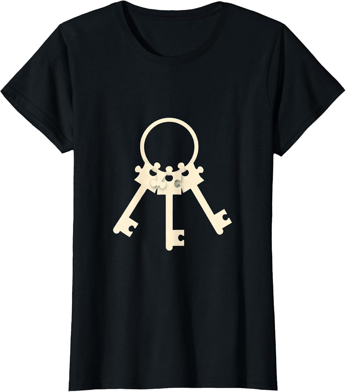 Women's Sped Teacher Puzzle Piece Keys Keyring Graphic T-Shirt - Black