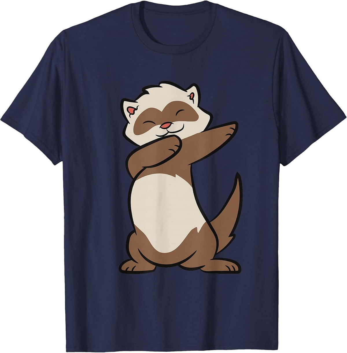 Dancing Ferret Cute Dabbing Ferret T-Shirt - Navy Blue
