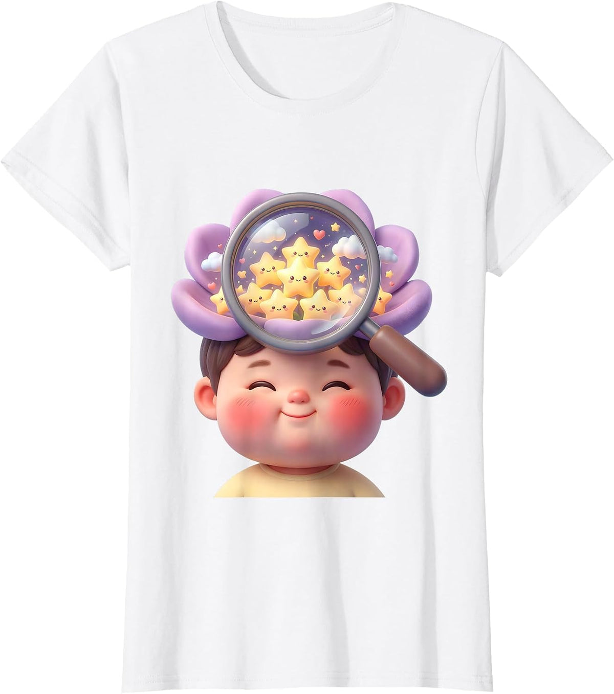 Women's Special Education Magnifying Glass Stars Child Mind T-Shirt - White