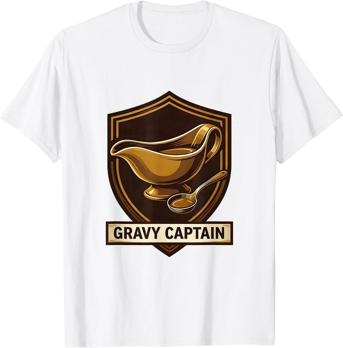 Men's Gravy Captain Funny Friendsgiving Crew Matching Group Humor T-Shirt - White