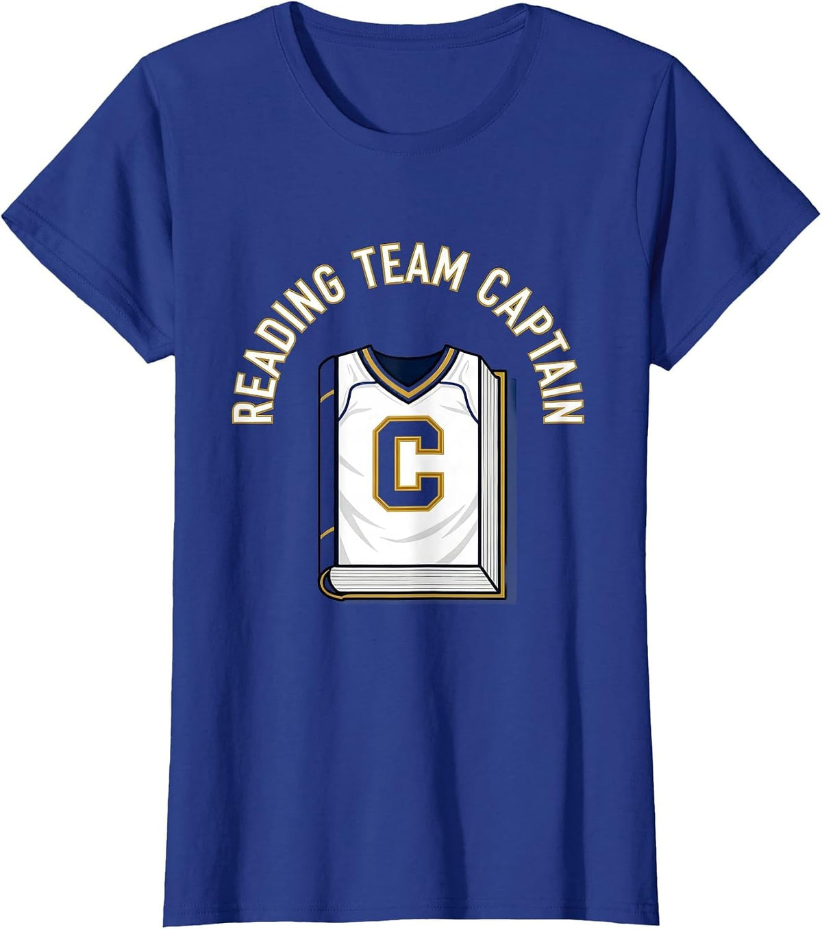 Women's Reading Is My Favorite Sport Team Captain Design T-Shirt - Royal Blue