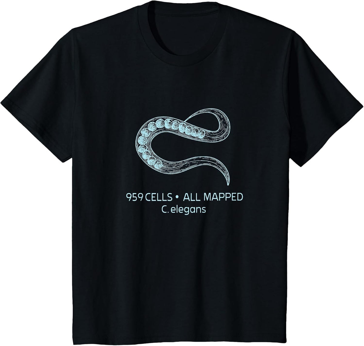 959 Cell All Mapped Biology Funny C Elegans T-Shirt - Black