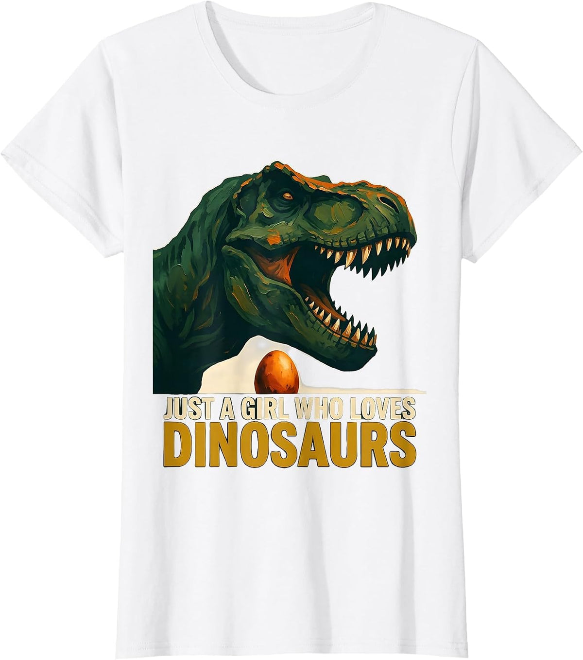Just A Girl Who Loves Dinosaurs Cute Girl Dinosaur Lover T-Shirt - White