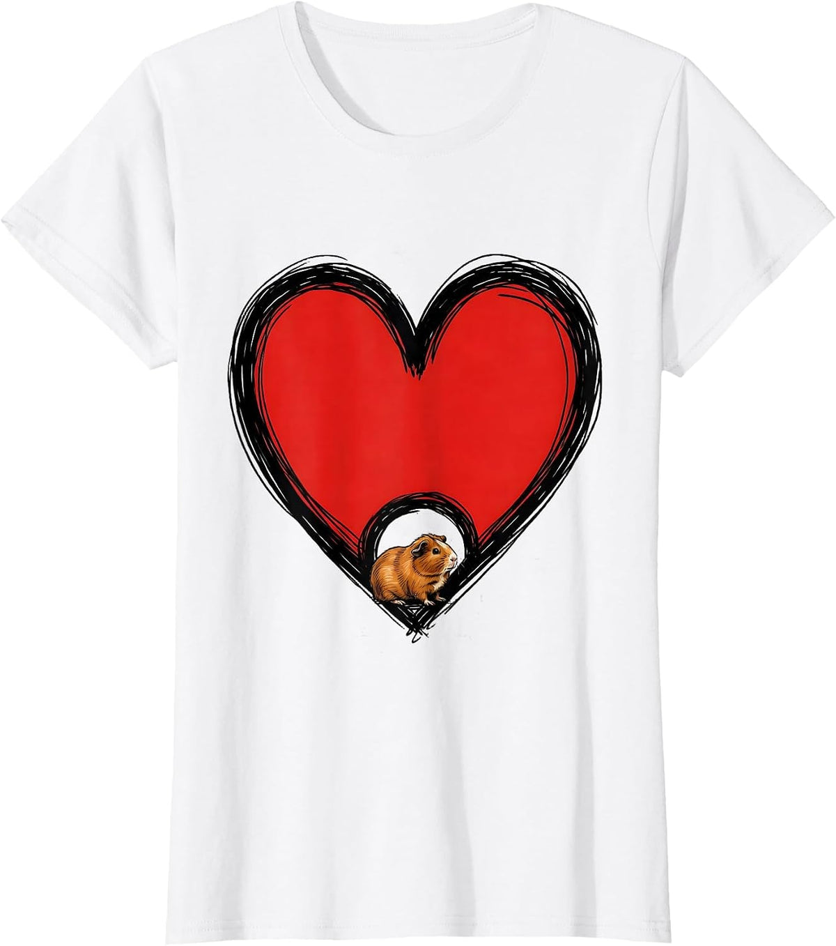Heart Guinea Pig Fan Gift Cute Animal Lover T-Shirt - White