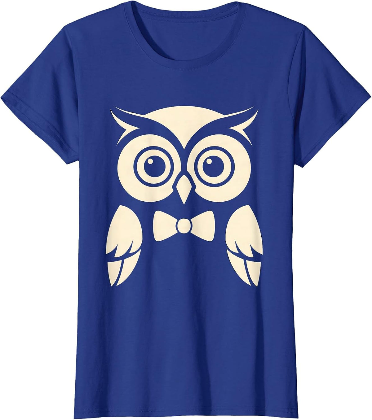 Women's Wise Owl Professor Tiny Bow Tie Illustration T-Shirt - Royal Blue
