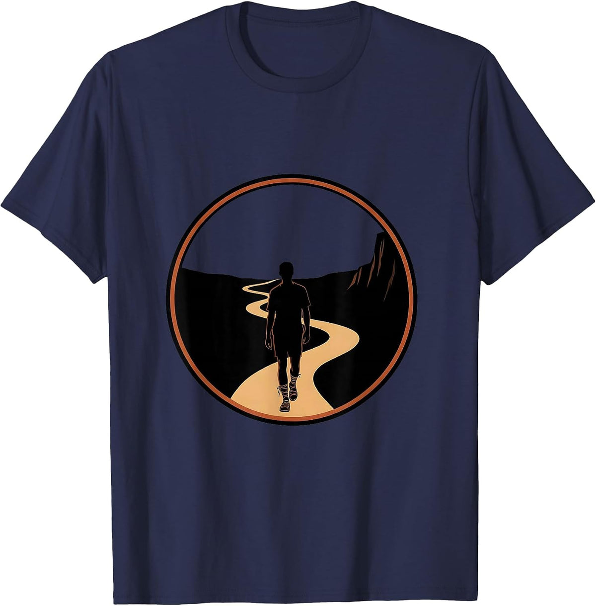 Men's Sandal Hiker Winding Cliff Path Adventure Graphic T-Shirt - Navy Blue