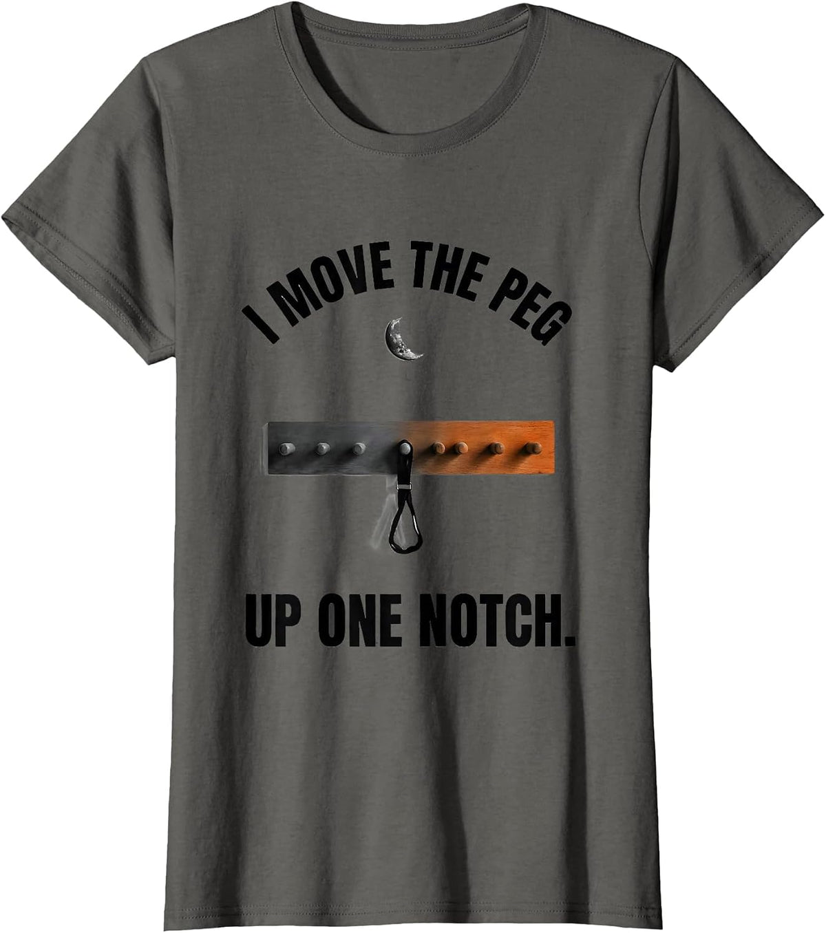 Women's I Move The Peg Up One Notch Funny Physical Therapy Halloween T-Shirt - Asphalt Grey