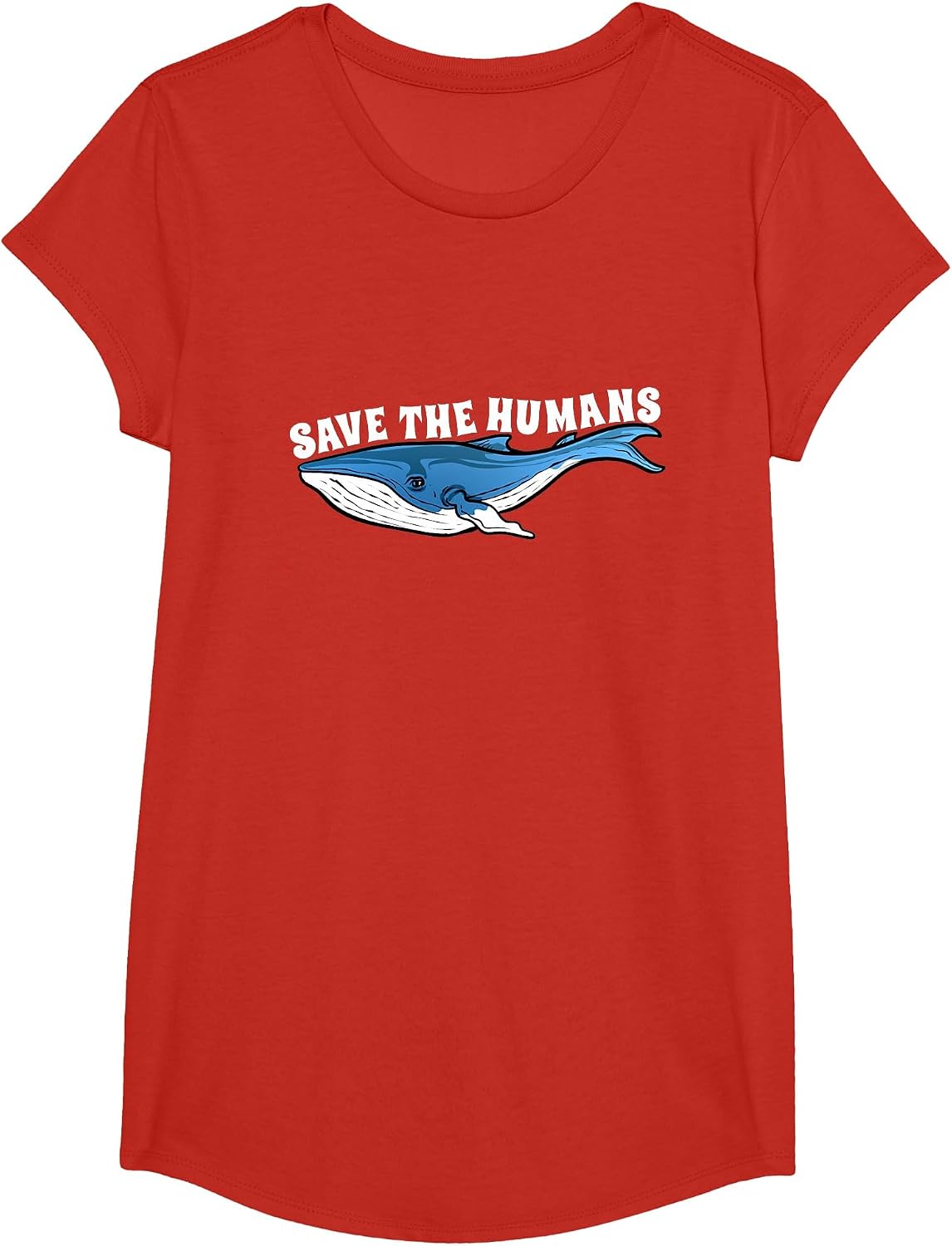 Blue Whale Save The Humans Funny Reverse Whales Campaign T-Shirt - Girls Red