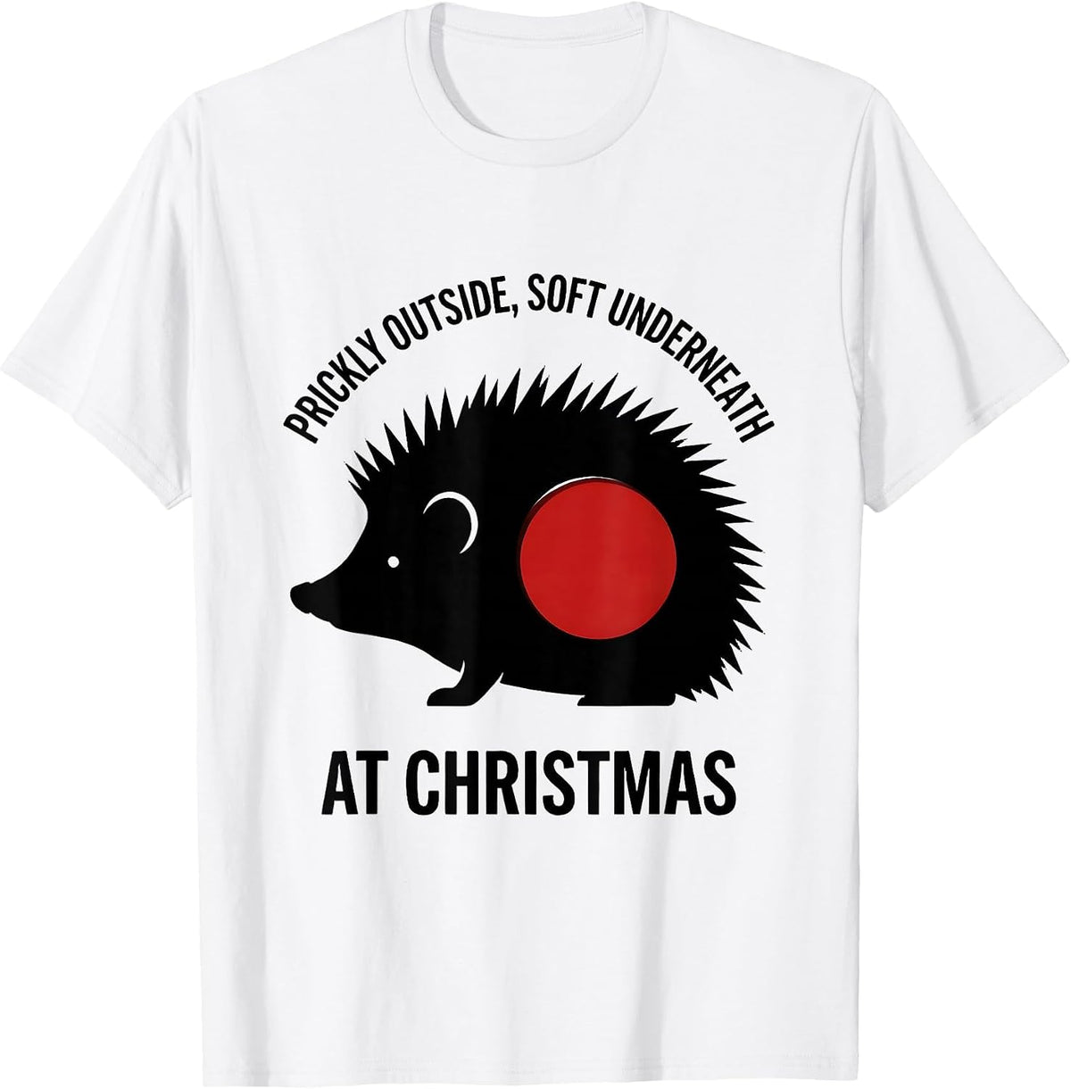 Men's Prickly Outside, Soft Underneath At Christmas Cute Hedgehog T-Shirt - White