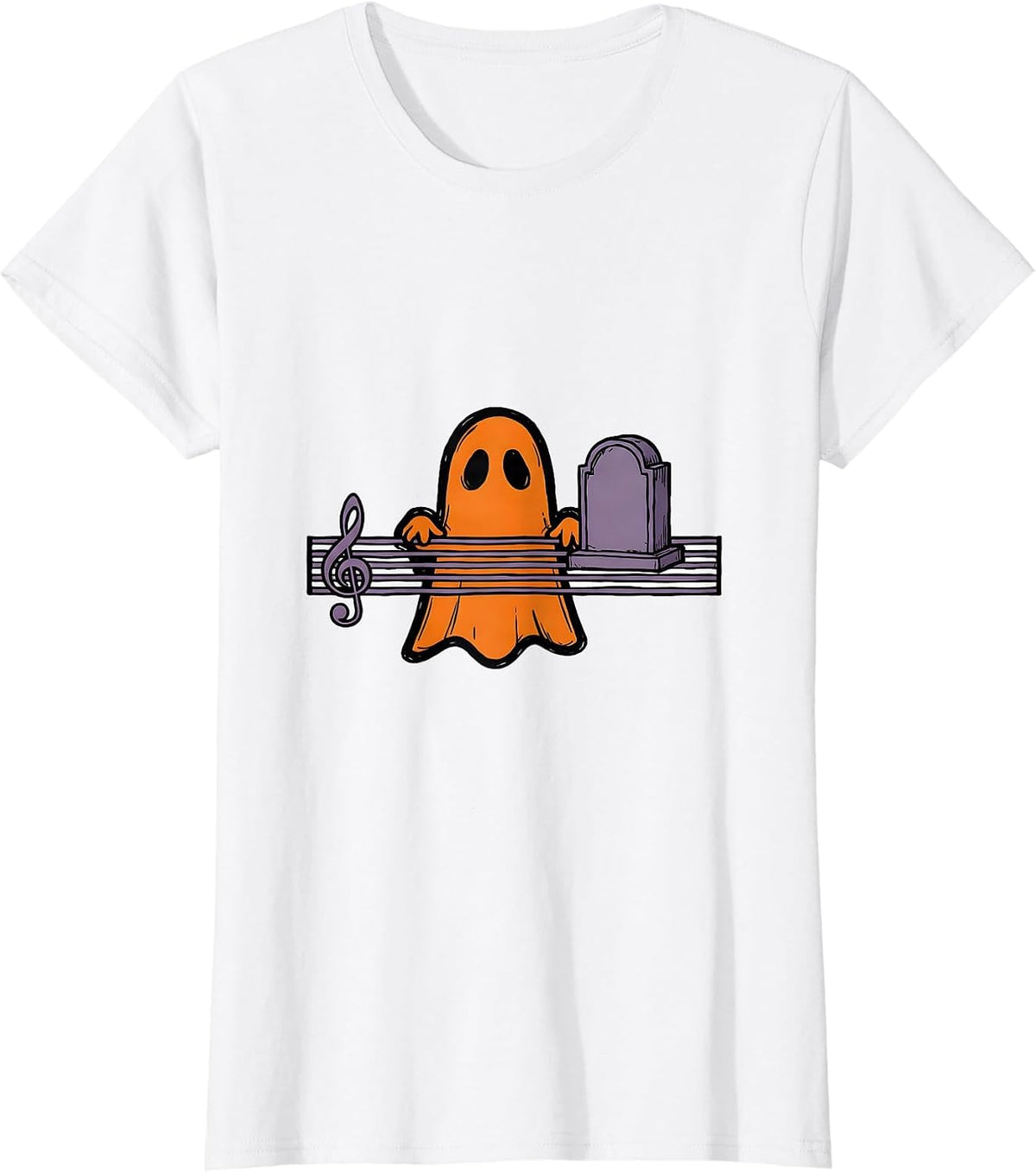 Ghost Musician Music Teacher Halloween Humor T-Shirt - White