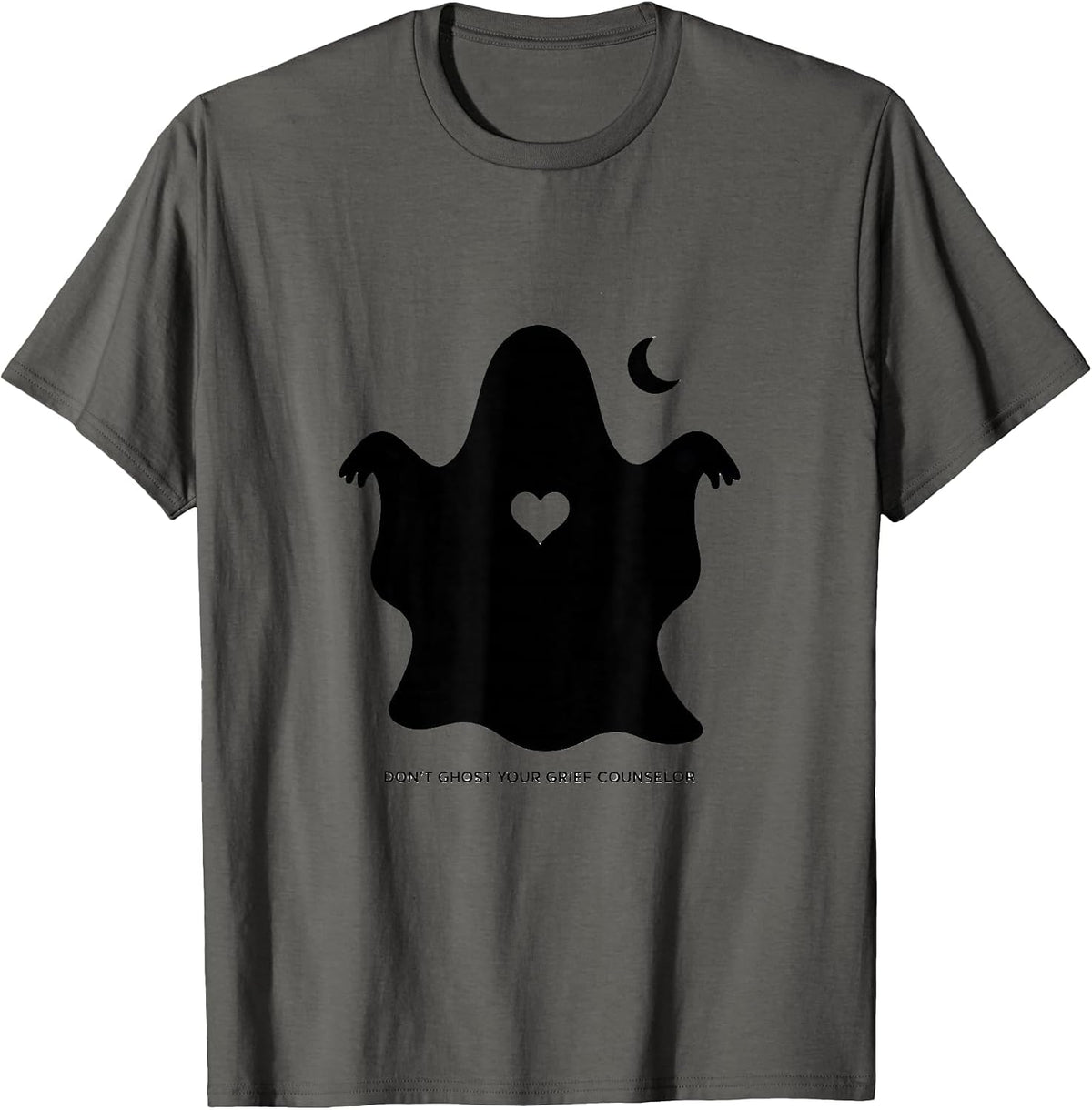 Men's Don't Ghost Your Grief Counselor Mental Health Halloween T-Shirt - Asphalt Grey