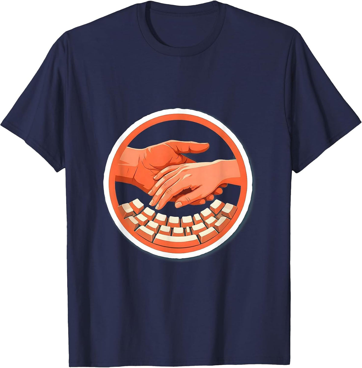 Occupational Therapy Hand Guidance Keyboard Art T-Shirt - Navy Blue