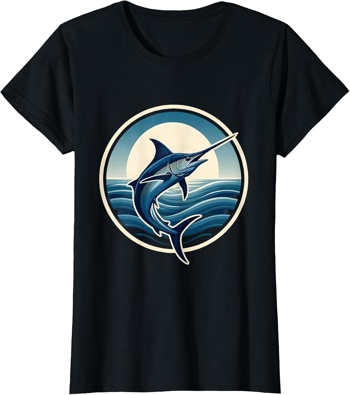 Gulf of America Blue Marlin Ocean Break T-Shirt - Black